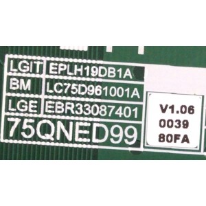 LED DRIVER PARA TV LG QNED SMART TV / NUMERO DE PARTE EBR33087401 / 3PCR02943A / PANEL HC750MAD-SLDA2-212X / DISPLAY LC750DZR (SP)(A1) / MODELO 75QNED99UPA